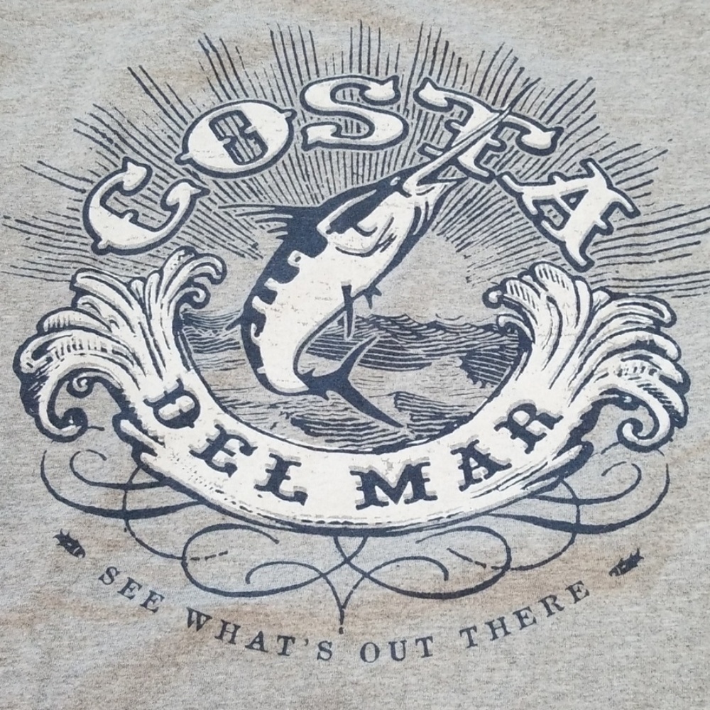 Mens Costa Del Mar XL gray t-shirt shirt sleeve